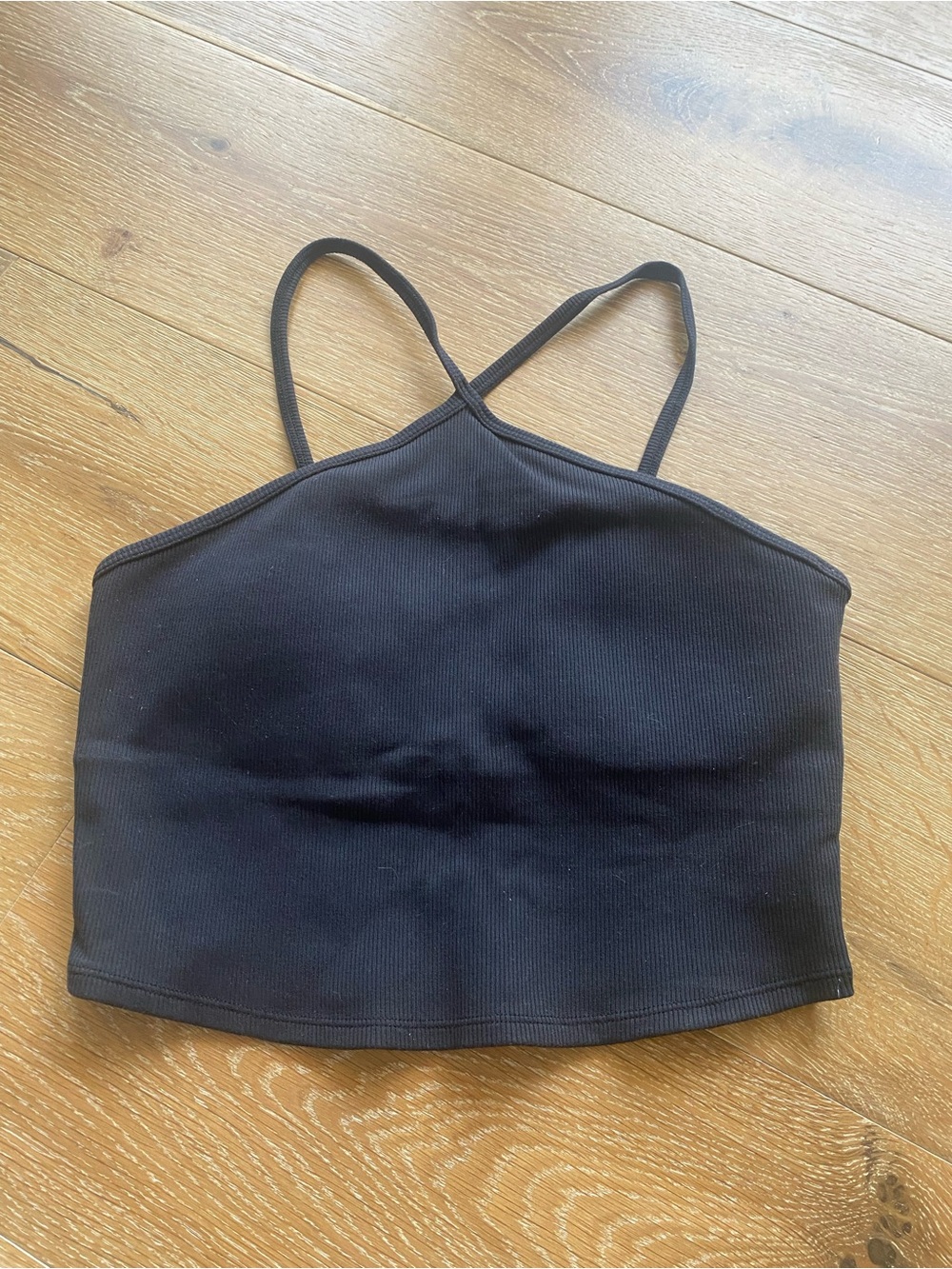 ALO Yoga Black Ribbed Crossback Tank